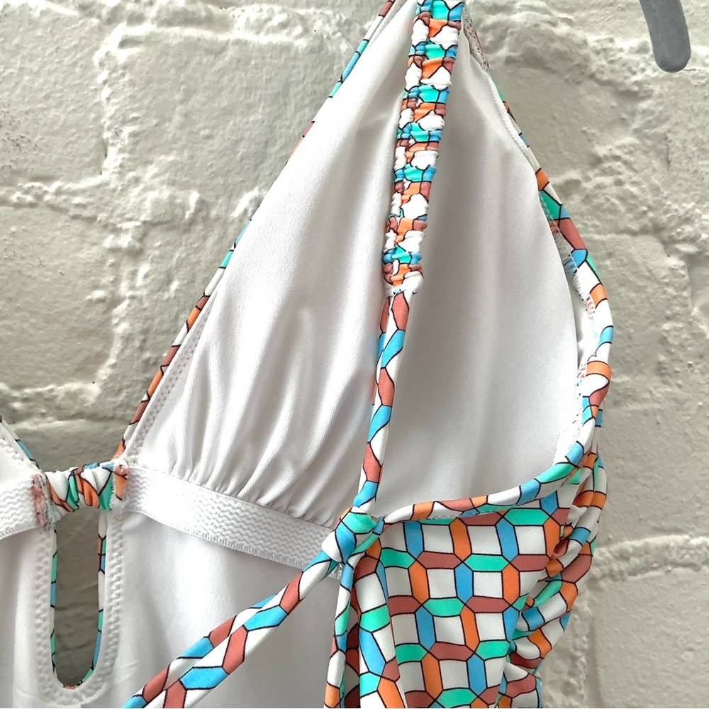 Shade & Shore One Piece Swimsuit Multicolor Geo Print Size XL Beach Swim Vacay - Picture 10 of 13